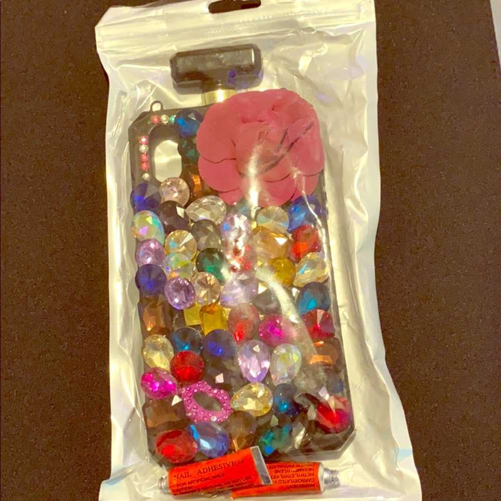 Black and multicolored rhinestone case